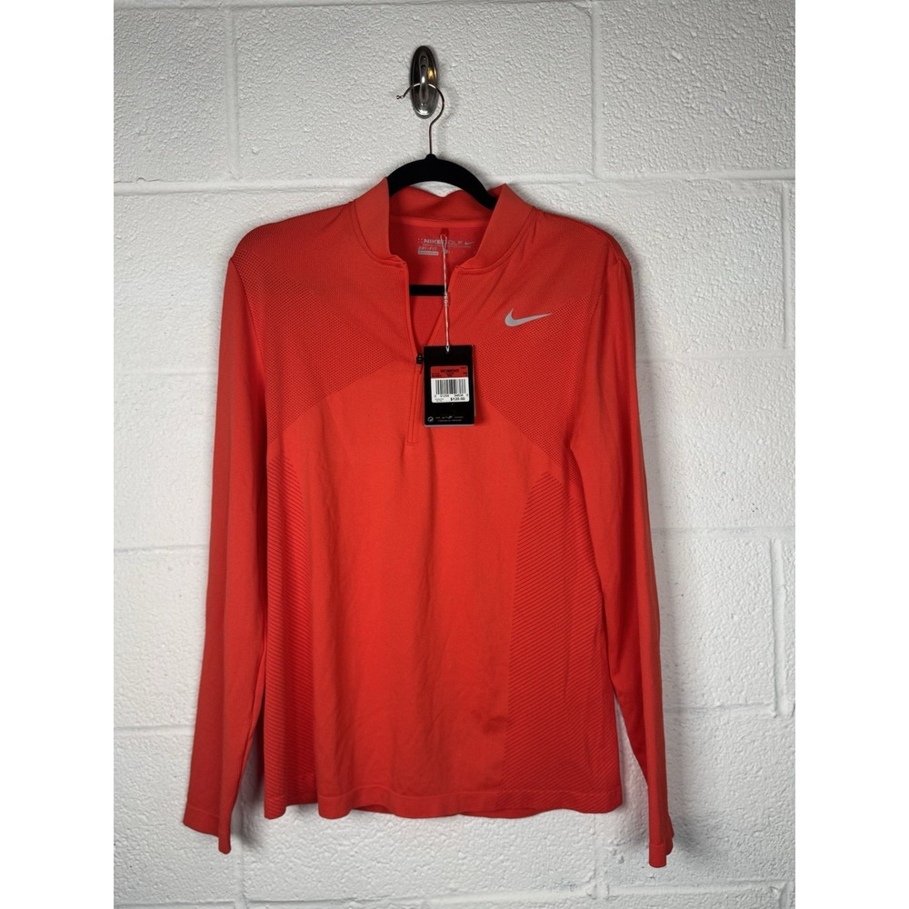 Nike Golf Dri-FIT Women's Large 1/2 Zip Pullover Red Orange Long Sleeve NWT $120
